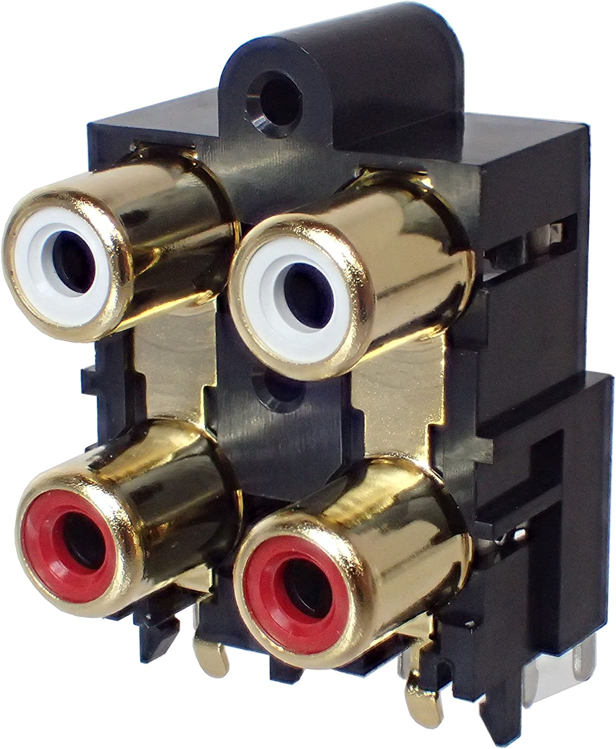 HOSIDEN  汎用品 金メッキ 横型 4連 ピンジャック RCA 赤・白 4ピン JPJ1139-010040RF|部品|カテゴリ別