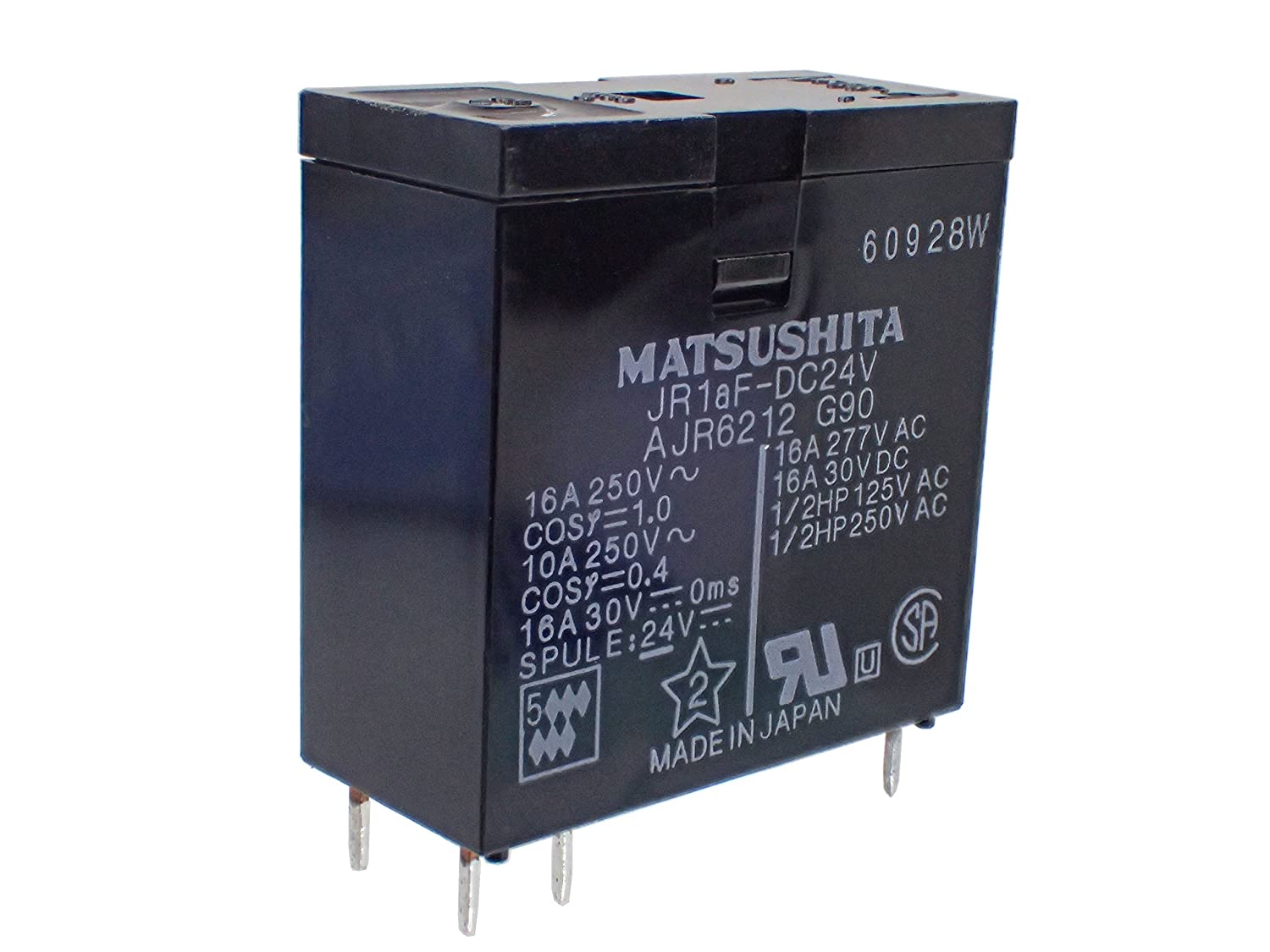 Panasonic 汎用品 JRリレー 電源用 スリムタイプ 1a 高容量 16A DC24V JR1aF-DC24V AJR6212 G90|部品|カテゴリ別