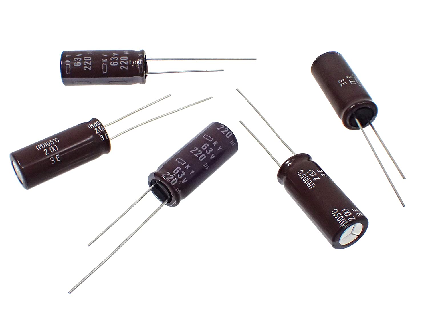 NIPPON CHEMI CON ラジアルリード 低インピーダンス アルミ 電解コンデンサ 63V 220μF 105℃ EKY-630ELL221MJ25S (5個セット)|部品|カテゴリ別