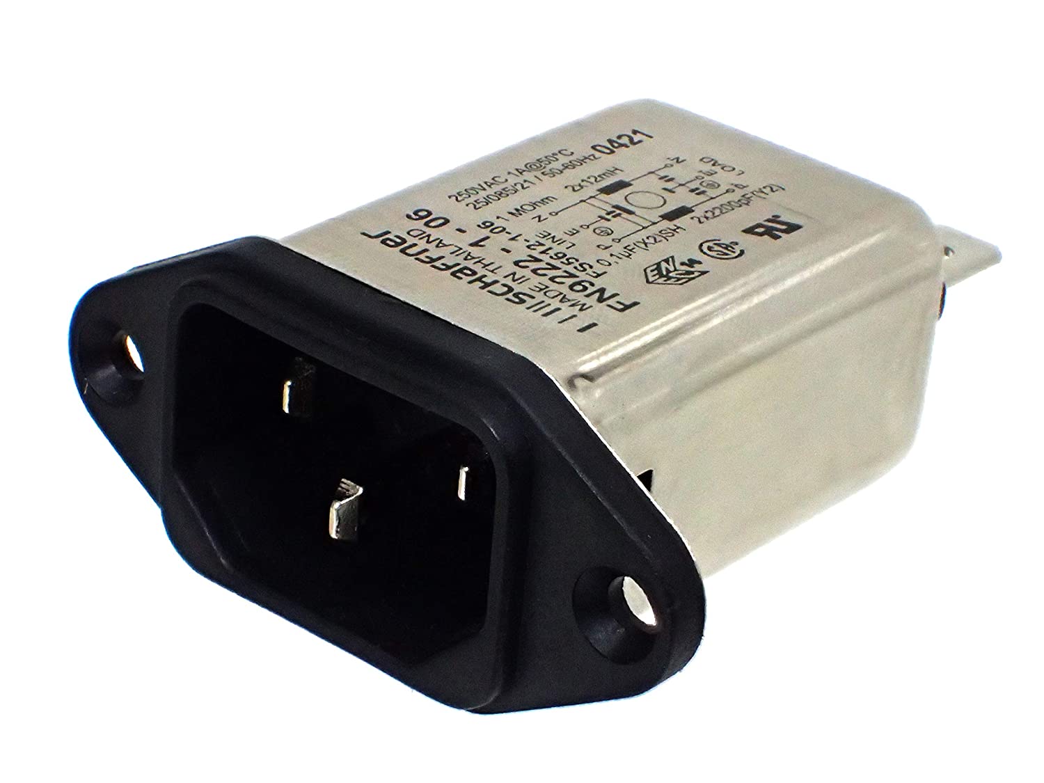 SCHURTER 汎用 コンパクト ACインレット IECフィルタ 250V 1A 50-60Hz FN284-2-06 FN9222-1-06|電設|カテゴリ別