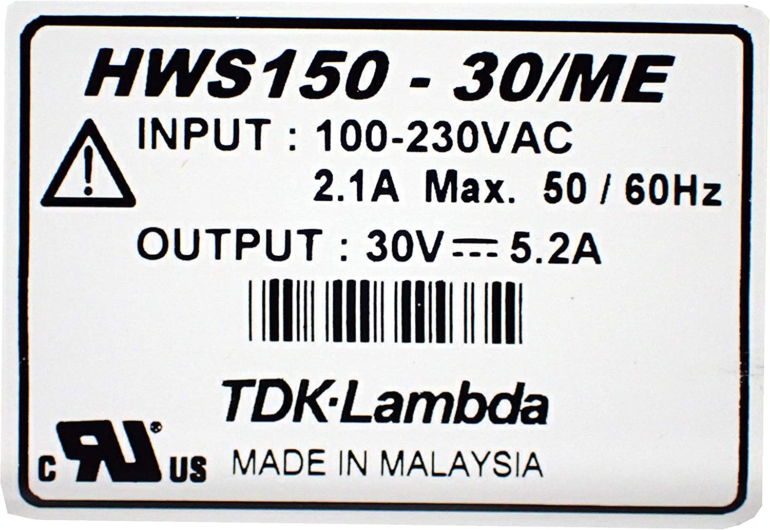 TDK LAMBDA 単出力 AC-DC スイッチング電源 150W 30V 5.2A オープンフレームタイプ HWS150-30/ME1