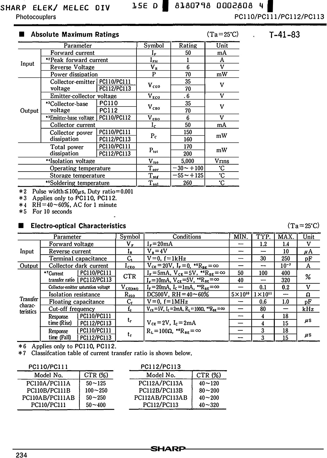 SHARP PC111 Long Creepage Distance Type フォトカプラ PC111 (5個セット) | カテゴリ別,部品 ...