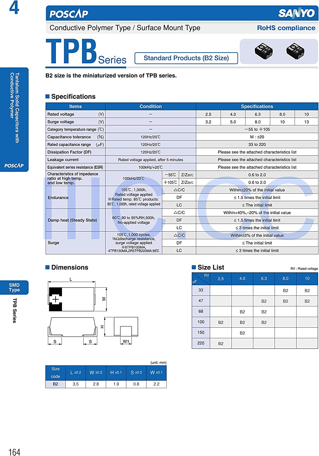 Panasonic POSCAP 導電性高分子 タンタル 固体電解 コンデンサ 47uF 8V 105℃ 8TPB47M (5個セット ...