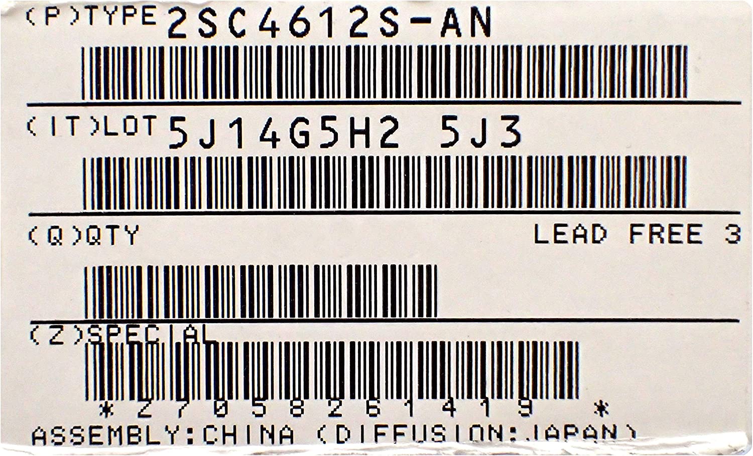 SANYO  PNP/NPN エピタキシァルプレーナ形 シリコントランジスタ -180V 1W 2SA4612-S-AN (5個セット)