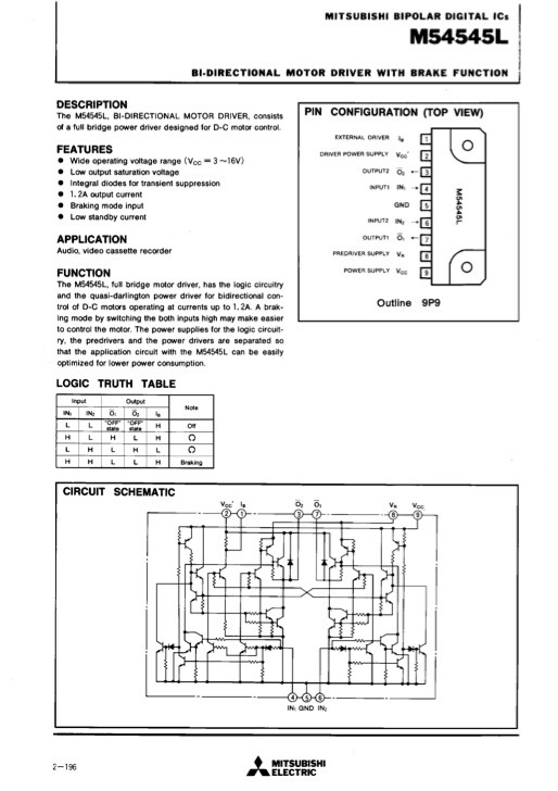 MITSUBISHI モータ ドライバ IC コントローラ M54545L