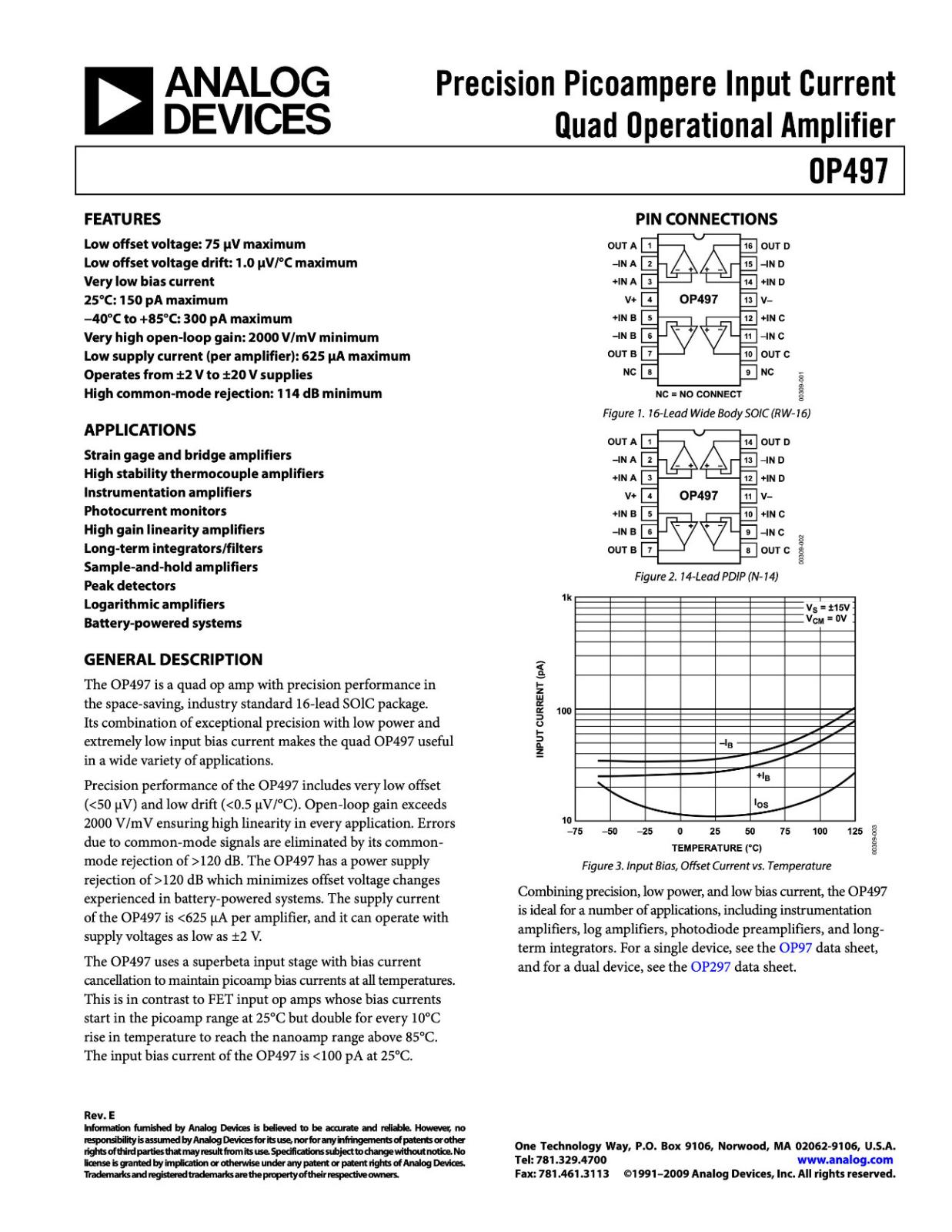 Analog Devices オペアンプ Quad Operational Amplifier OP497FS カテゴリ別,部品,半導体製品,信号部品,アンプIC