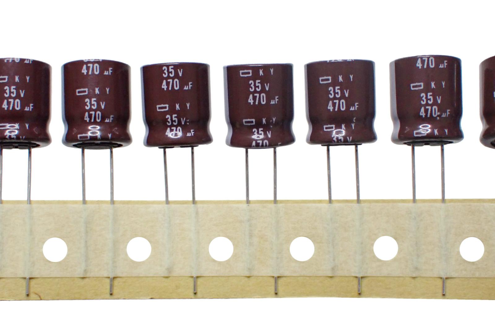 NIPPON CHEMI CON ラジアルリード 長寿命 小形アルミ 電解コンデンサ 35V 470μF 105℃ EKY-350ETD471MK15S (5個セット)|部品|カテゴリ別