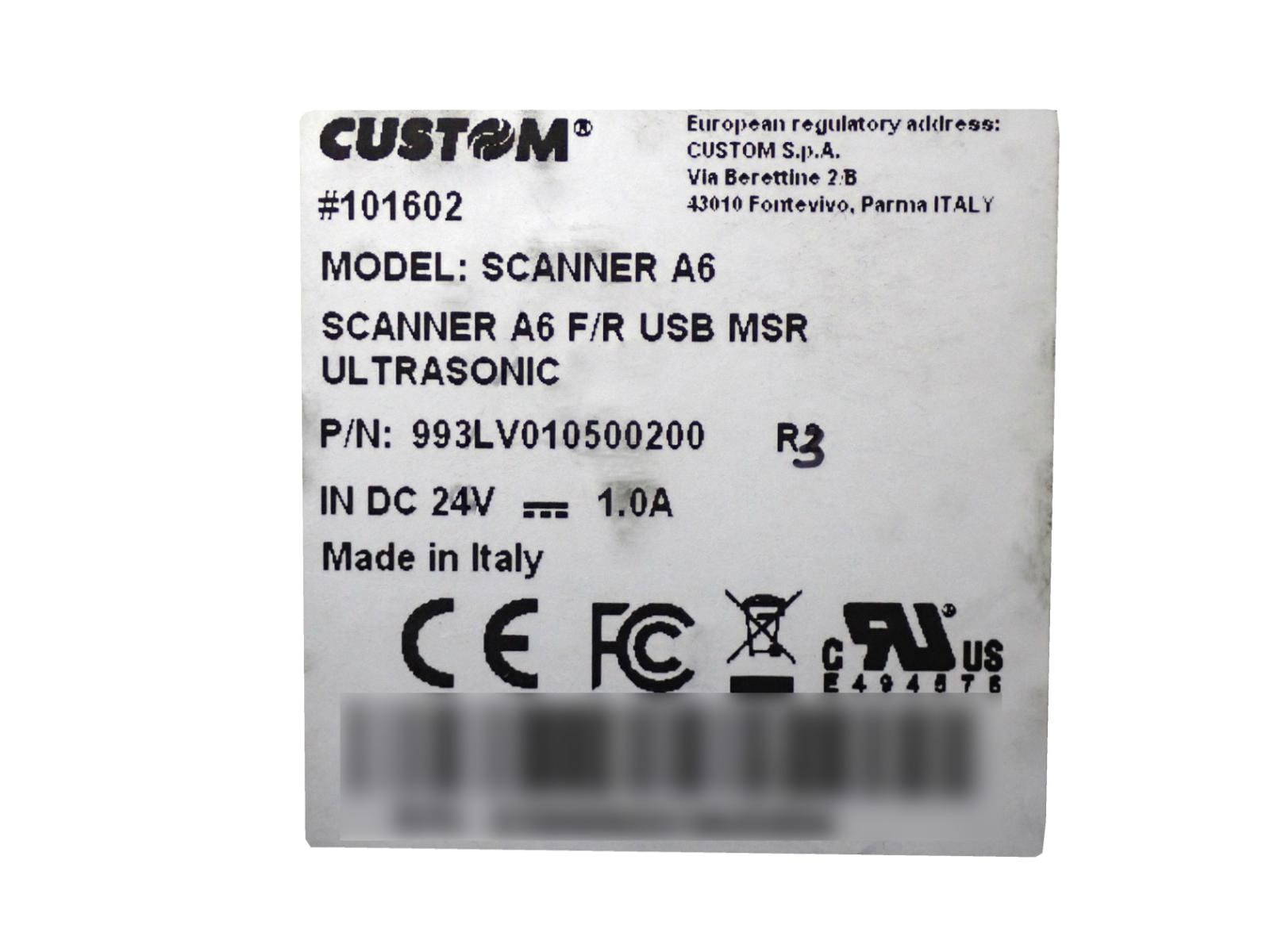 CUSTOM SCANNER A6 F/ R USB MSR ULTRASONIC DC24V 1.0A 産業用 スキャナー 修理 代替 交換 ...