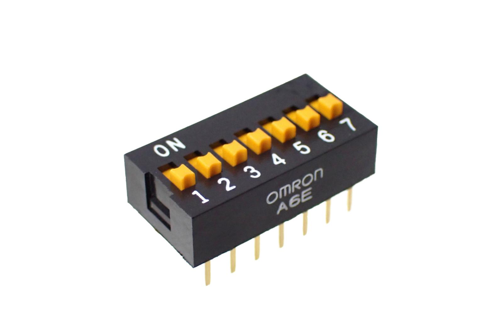 OMRON 形A6E DIPスライドスイッチ 凸タイプ 7極 A6E-7104 (2個セット)
