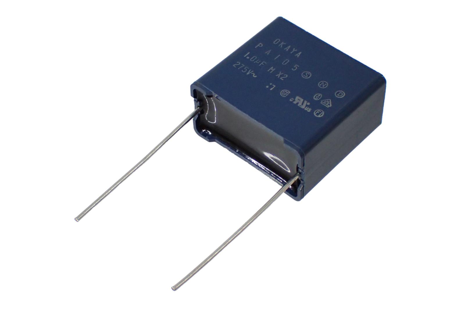 OKAYA ノイズサプレッションキャパシタ 1.0μF リード長 30mm 定格電圧 275V 100° PA105-L (5個セット)|部品|カテゴリ別