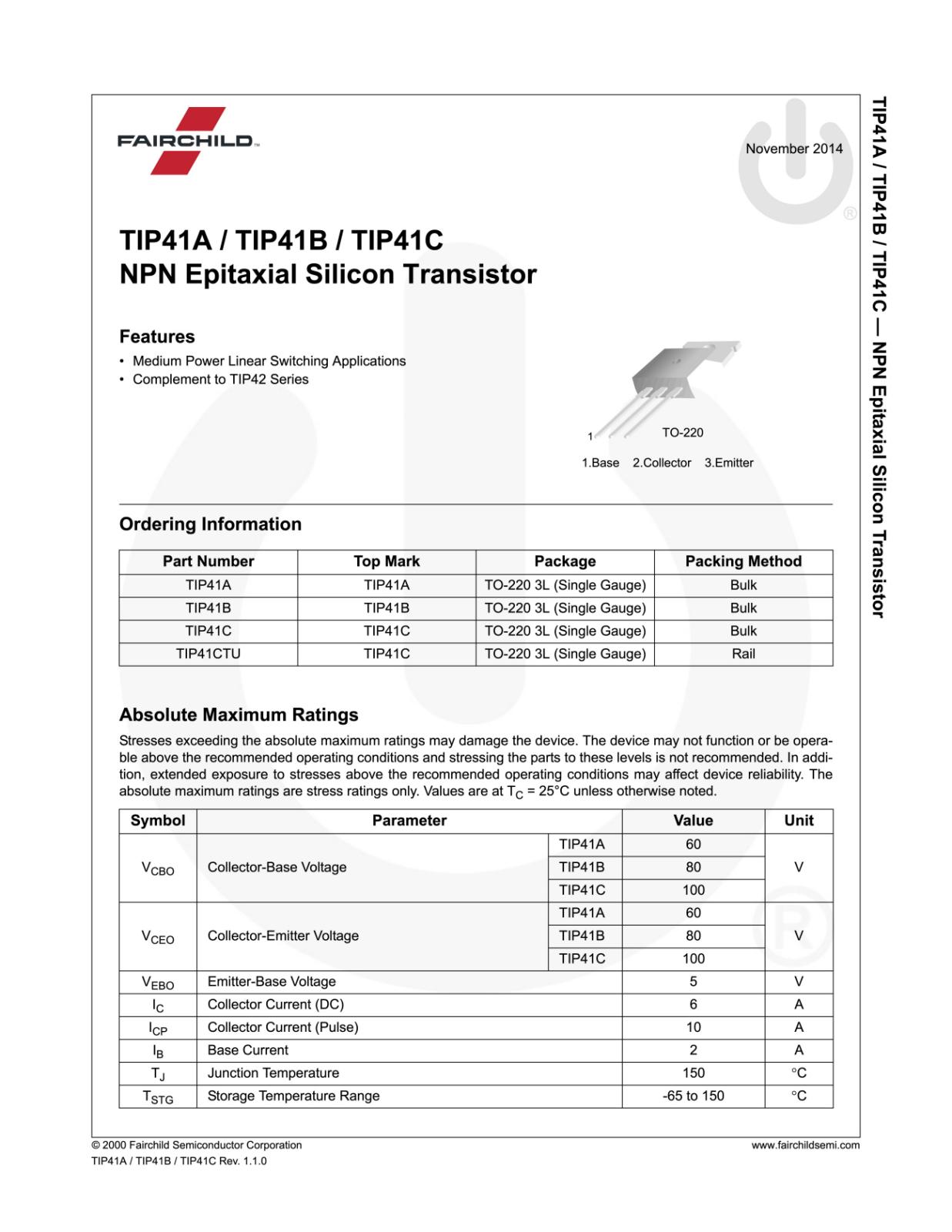Fairchild 2SC4793 Original NPN Epitaxial Silicon Transistor - New