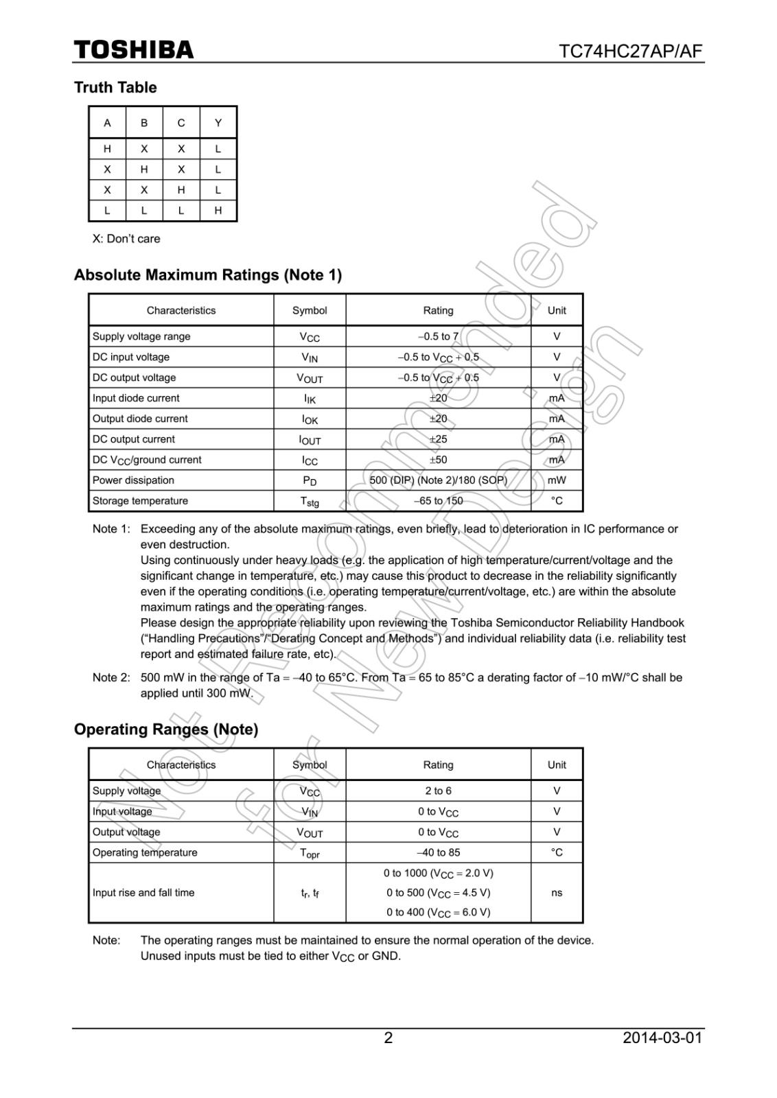 TOSHIBA ロジックIC Triple 3-Input NOR Gate TC74HC27AF (EL,F) (5個セット)