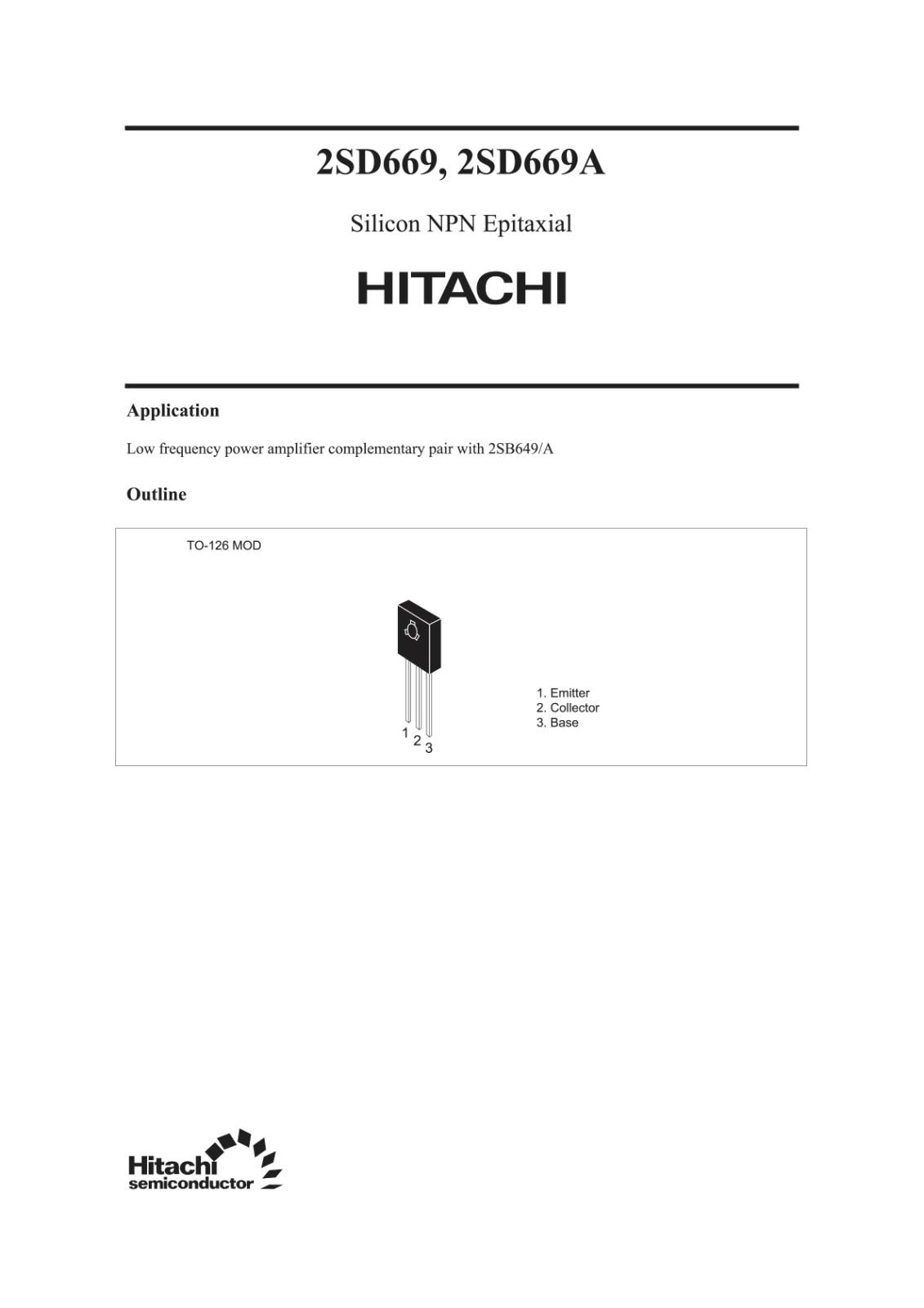 HITACHI Silicon NPN Epitaxial バイポーラ トランジスタ 180V 1.5A 2SD669 C (5個セット)