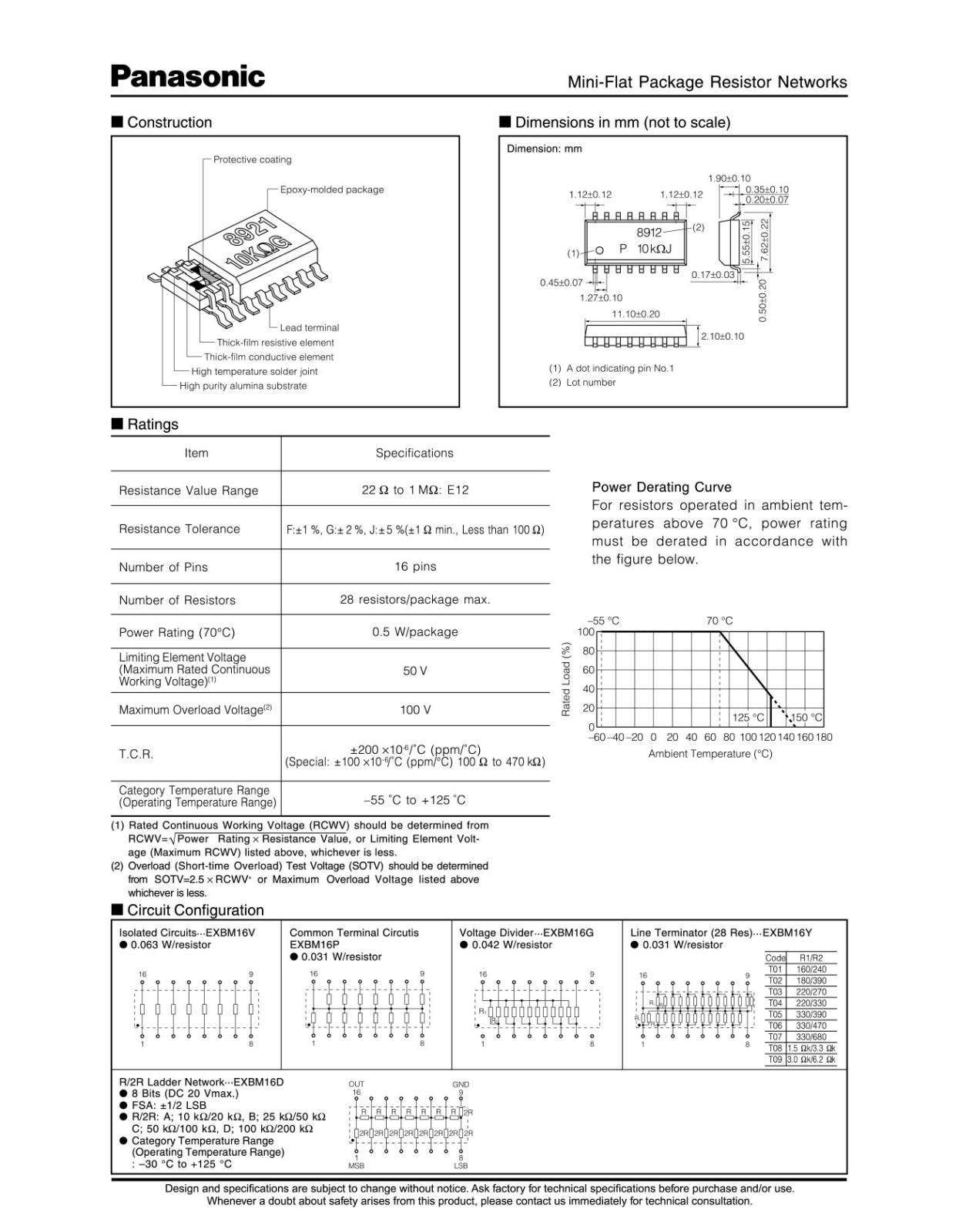 Panasonic SMD 面実装 抵抗ネットワーク 抵抗アレイ 抵抗器 33KΩ ± 5% EXBM16P333JY EXB-M16P333JY (5個セット)