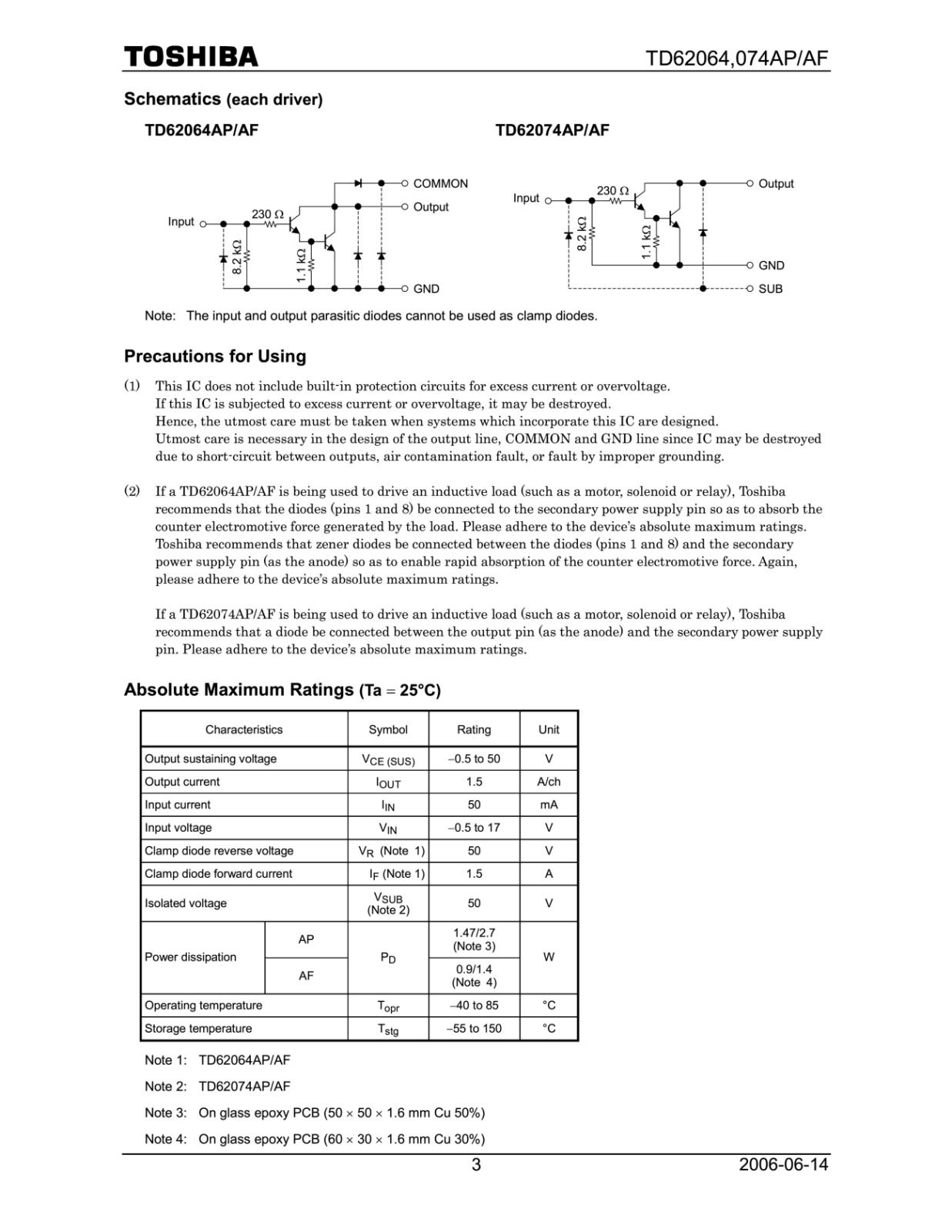 TOSHIBA 4ch High-Current Darlington Sink Driver TD62074AF (EL) (2個セット)