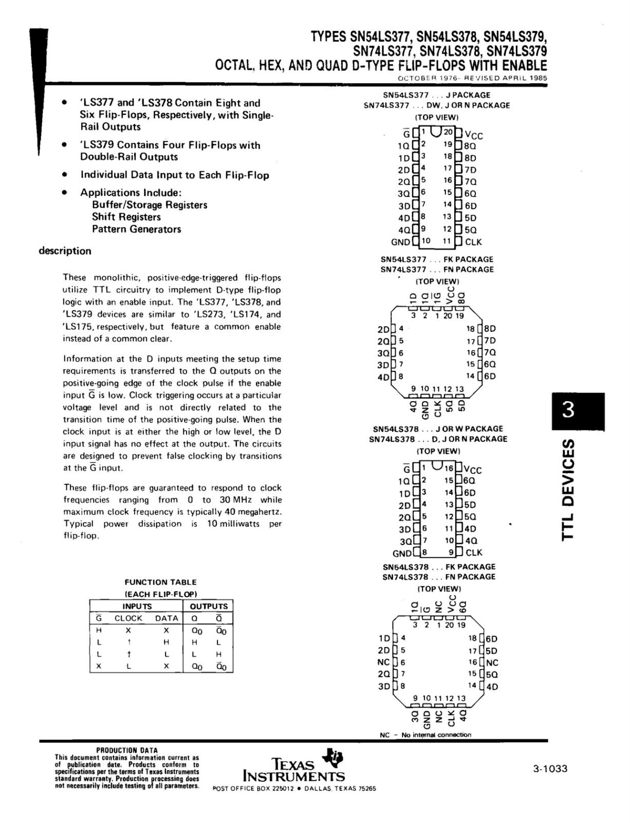 Texas Instruments ロジックIC 4-BIT D FLIP - FLOP WITH ENABLE SN74LS379NS (2個セット)
