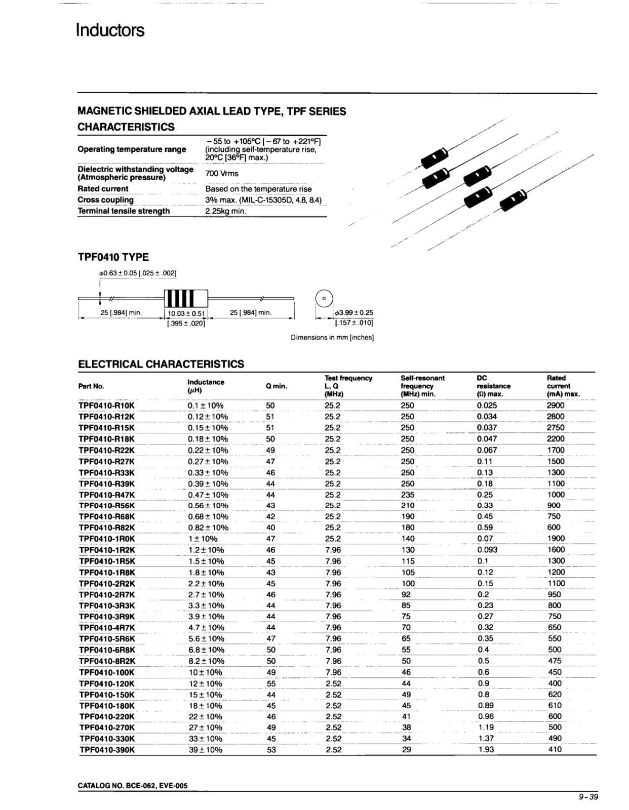 TDK アキシャルリードタイプ インダクタ 56μH TPF0410-560K TPF0410 560K (2個セット)