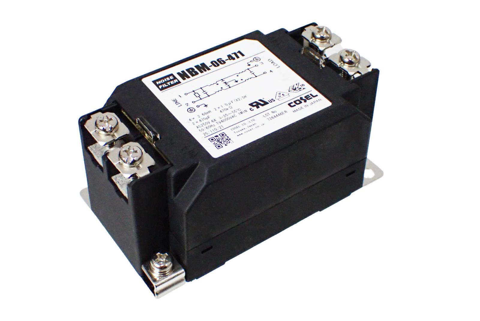 COSEL 低漏洩電流 4kV耐圧 単相入力 250V ノイズフィルタ NBM-06-471