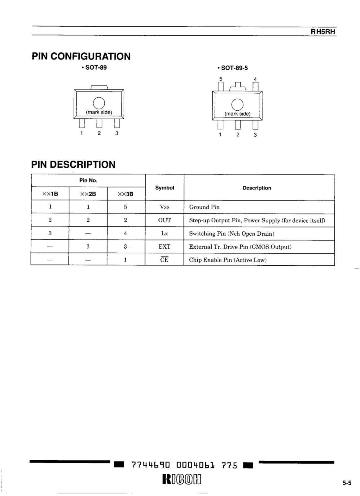 RICOH SMD 面実装 PWM STEP-UP DC/DC CONVERTER コンバータ RH5RH503B-T1 (2個セット)