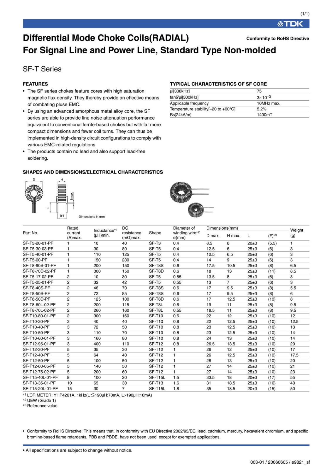 SF-T5-25-01 TDK コイル　40個 SF-T5-25-01 TDK コイル 40個 TDK製 電源回路用インダクタ