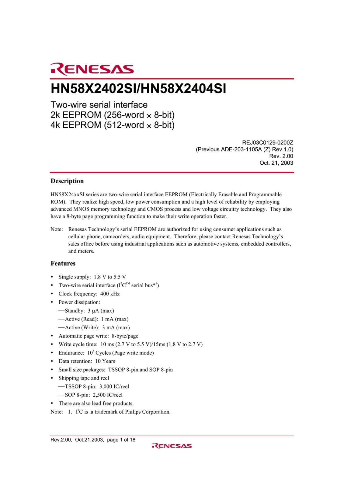 HITACHI 4k EEPROM (512 word ? 8bit) HN58X2404STI#S0 HN58X2404STIE (2個セット)