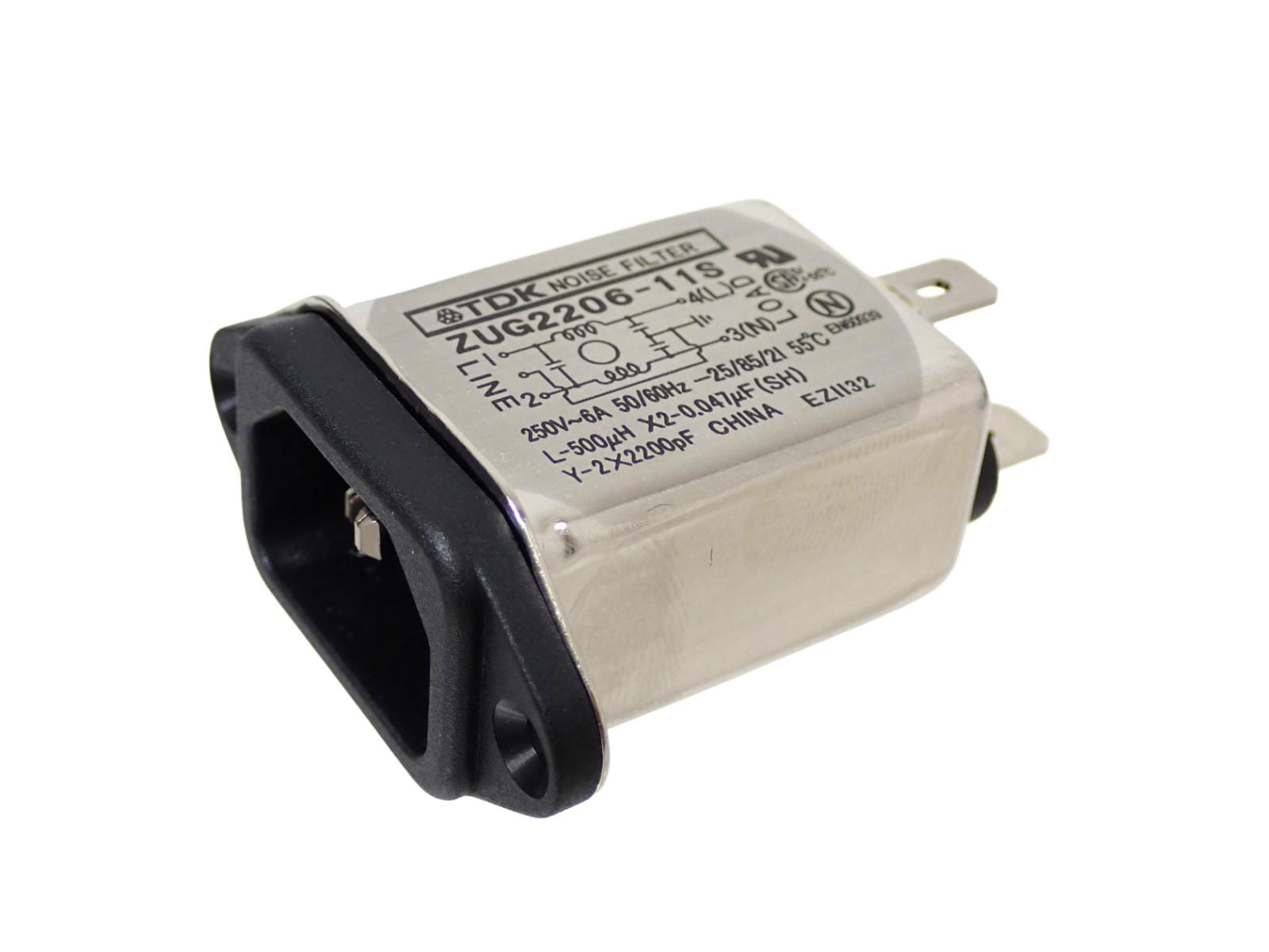 TDK AC電源 ライン用 EMCフィルタ インレット ソケットタイプ AC 250V 6A ZUG2206-11S