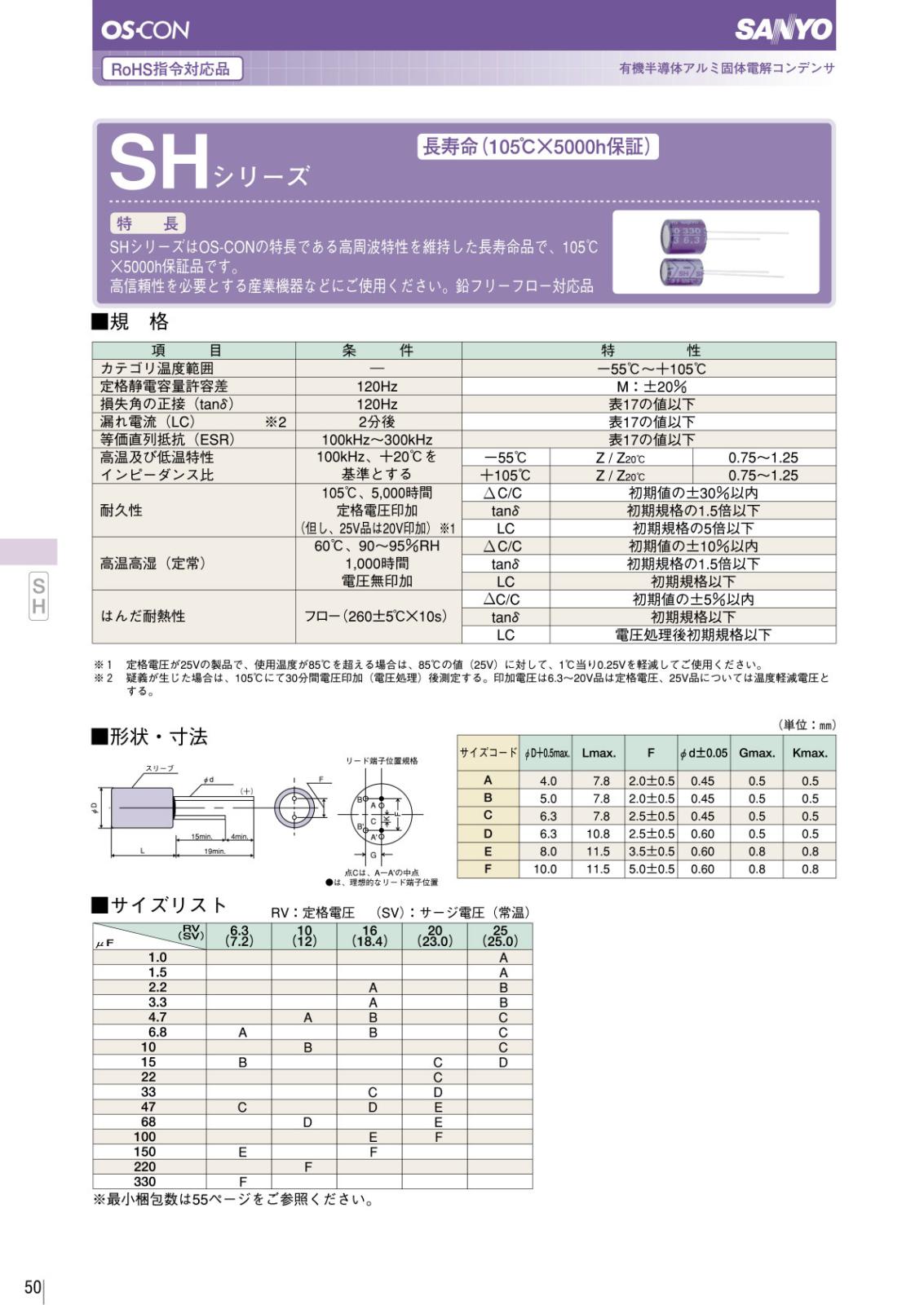 SANYO OS-CON 長寿命 導電性 高分子 電解コンデンサ 20V 68μF 105° 20SH68M (5個セット)