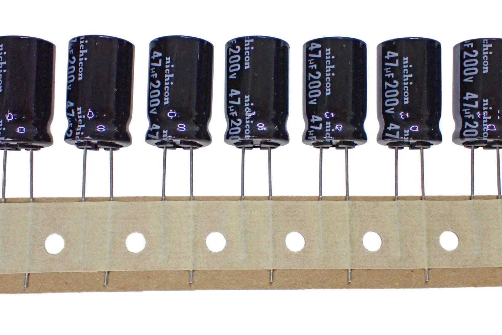 NICHICON ラジアルリード 長寿命 高リップル電流 小形 アルミ 電解コンデンサ 200V 47μF 105° UVZ2D470MHD1TO (2個セット)