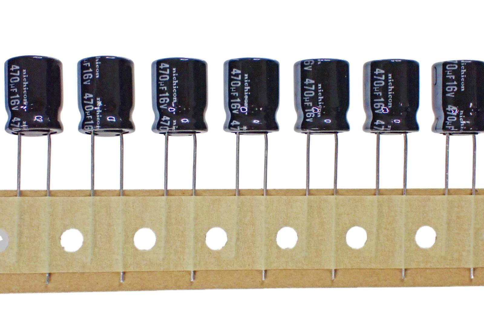 NICHICON ラジアルリード 低インピーダンス 小形 アルミ 電解コンデンサ 16V 470μF 105° UHE1C471MPD6TD (5個セット)