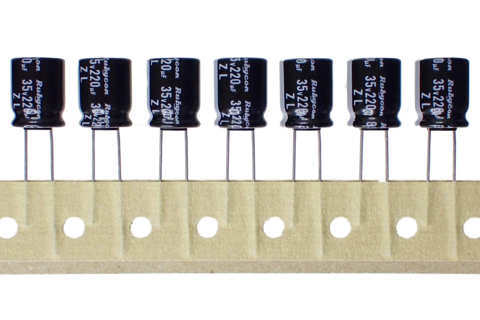 Rubycon ラジアルリード 低インピーダンス アルミ電解コンデンサ 35V 220μF 105° 35ZL220MEFCT810X12.5 (5個セット)