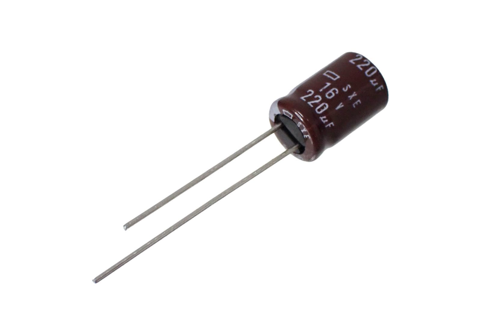 NIPPON CHEMI CON ラジアルリード アルミ 電解コンデンサ 16V 220uF 105° SXE16VB220M (5個セット)