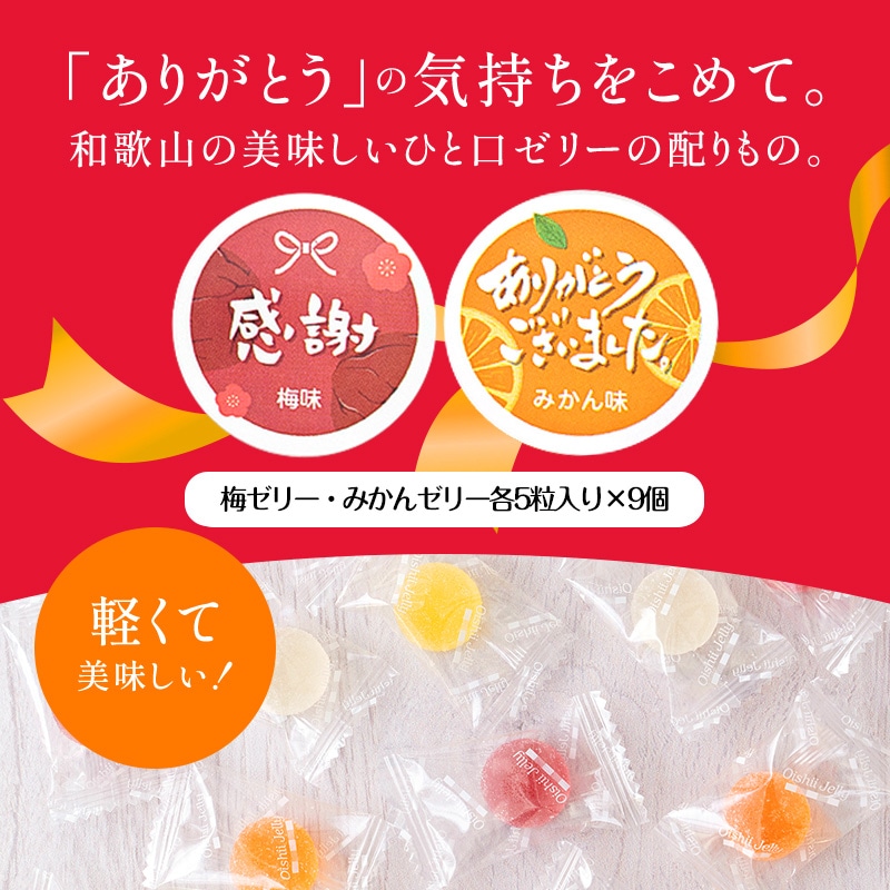 お菓子 子供 内祝 プチギフト 配りもの 退職 お礼 お返し 送料無料 梅 みかんのメッセージゼリー5粒 袋入 化粧箱入 お祝い返し ご挨拶 定年 移動 転職 退職 感謝 今までありがとうございました お世話になりました 無添加あんぽ柿や梅うどん お得な梅干し 野菜に