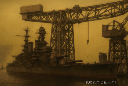 Y12　戦艦長門と巨大クレーン