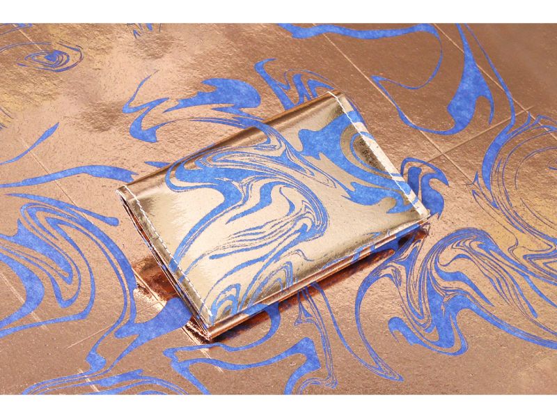 PAPER CARD CASE　マーブル模様(コッパー箔×青)