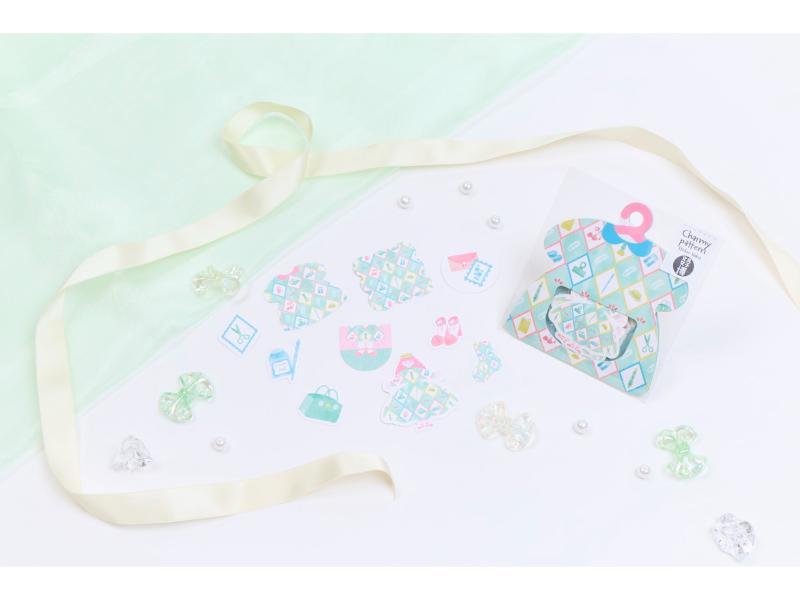 文具女子博オリジナルCharmy patternフレークシール 文具コーデ柄