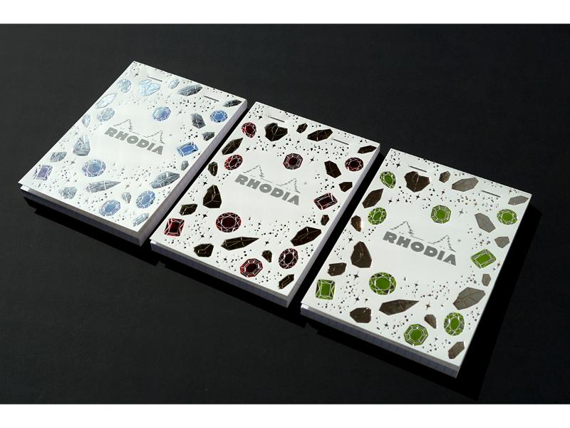 BLOC RHODIA 超絶技巧2024－『 箔宝石 』 BIRTHSTONE－6月　ムーンストーン  7月　ルビー  8月　ペリドット