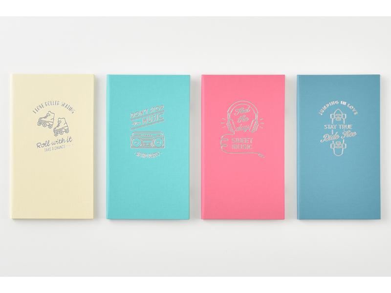 文具女子博限定測量野帳4柄セット（ローラーブレードベージュ・ラジカセターコイズ・スケボーグレーブルー・ヘッドホンピンク）