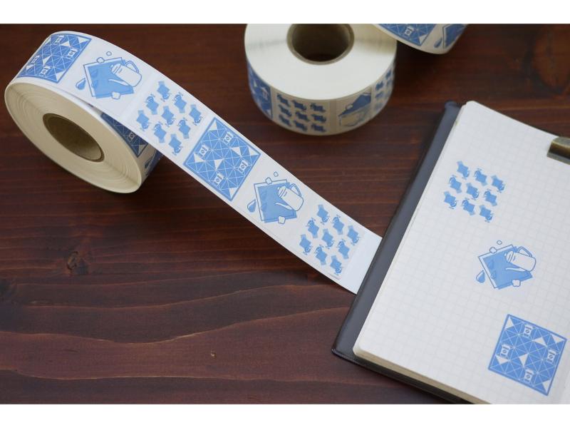 カフェのロールシール（青色）