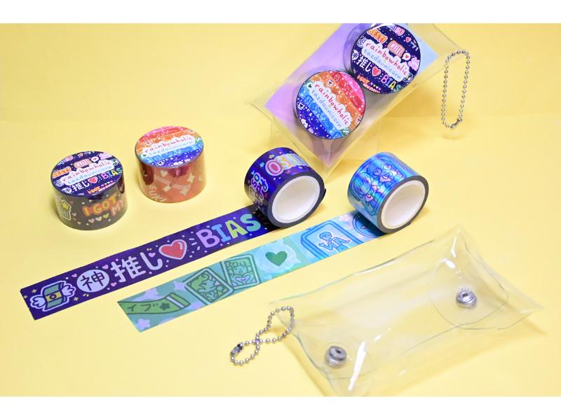 Rainbowholic x Tazdaunicorn 推し活ホログラムテープセット(クリアポーチ付き)