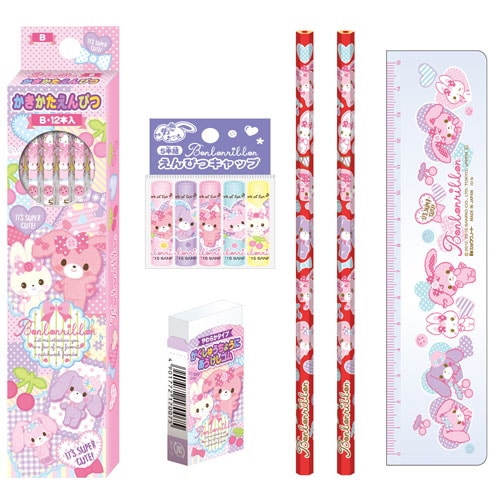 ☆2016年新入学アイテム☆ 【名入れ無料】 キャラクターの書き心地 ぼんぼんりぼん 鉛筆B 5点ギフトセット