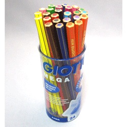 【名入れ無料】握りやすい太軸 GIOTTO ジオットメガ色鉛筆12色24本プラケースセット