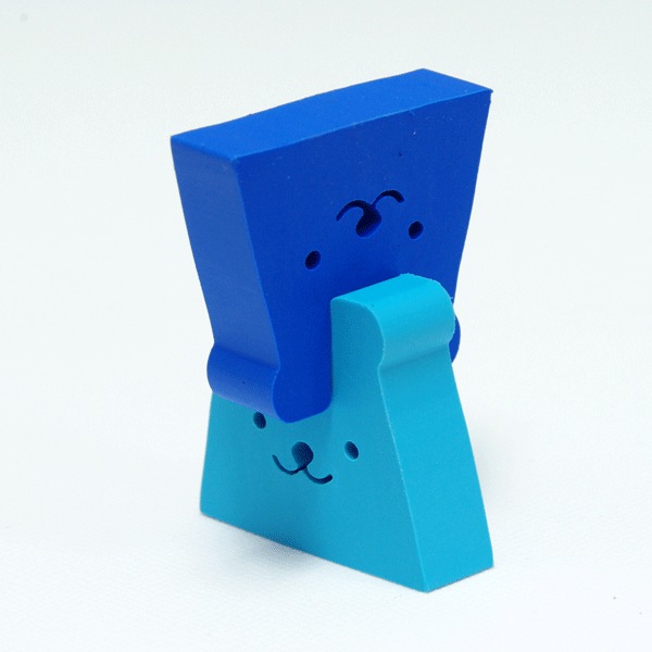 EP-KN2 組んで楽しいツイン消しゴム　ニコッ！と笑顔が２個くっついた　どうぶつニコケシ　くま（紺・水色）