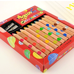 絵本作家が厳選した2つの色を1本の芯に収めた混色芯を採用した新しい色鉛筆　コクヨ　ミックス色鉛筆10色