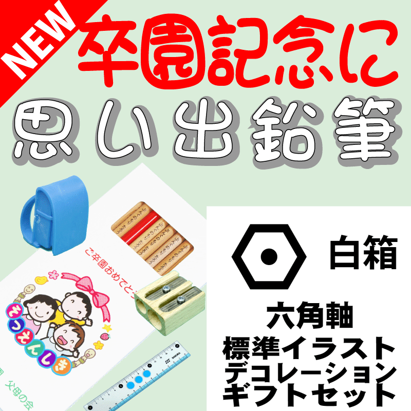 こんな鉛筆が欲しかった 思い出鉛筆 六角軸・標準イラストタイプ・デコレーション付・ギフトセット 卒園記念品 卒業記念品 名入れ 文具の森オリジナル プレゼント ギフト