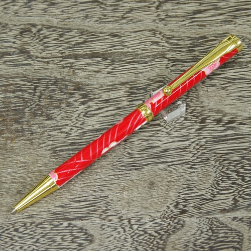 美濃和紙ボールペン 梅と青海波・赤色 油性 和柄 伝統工芸品 プレゼント お祝い 日本製 オシャレ