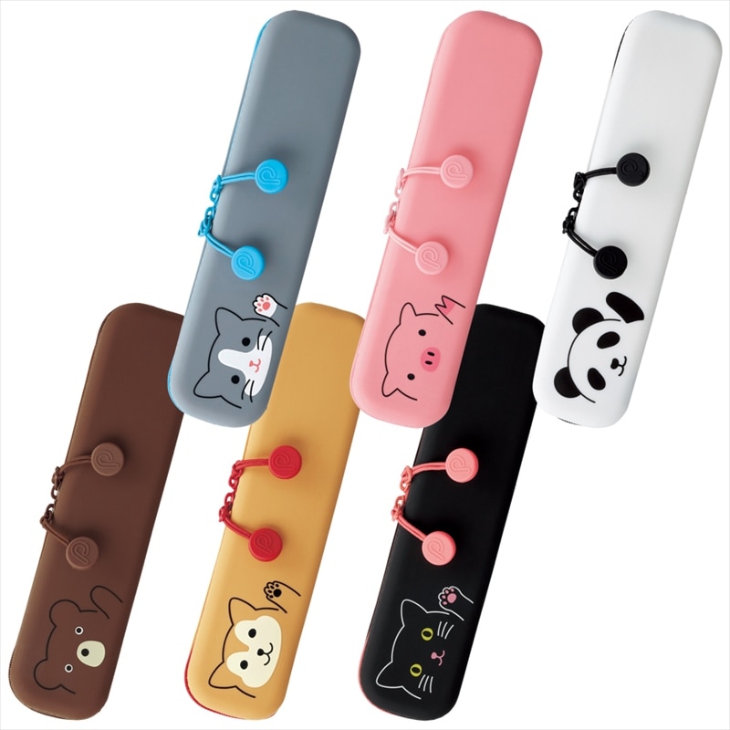 キュートな動物柄のアイテム♪ ペンケースや歯ブラシポーチに最適 LIHIT LAB PuniLabo ファスナーポーチ