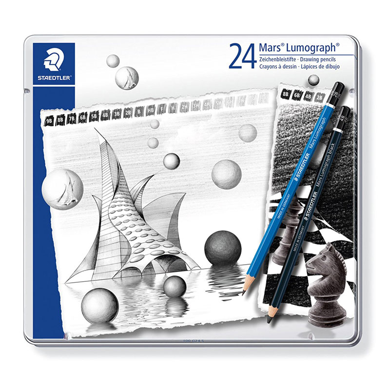 ステッドラー マルス ルモグラフ アソート 鉛筆 12硬度セット 缶ケース 高級 名入れ プレゼント 六角 お祝い デッサン