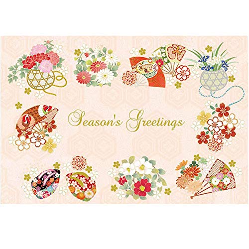 メリークリスマス！ カワイイ、キレイな和風クリスマスカード 百花繚乱 グリーティングライフ SN-86