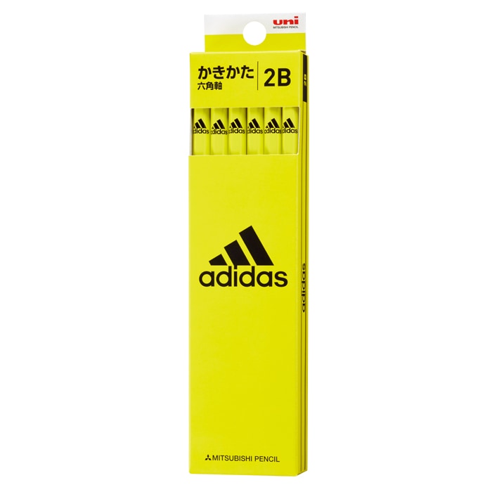 2019年新入学アイテム 【名入れ無料】三菱鉛筆 adidas04・黄黒 鉛筆 2B 1ダース