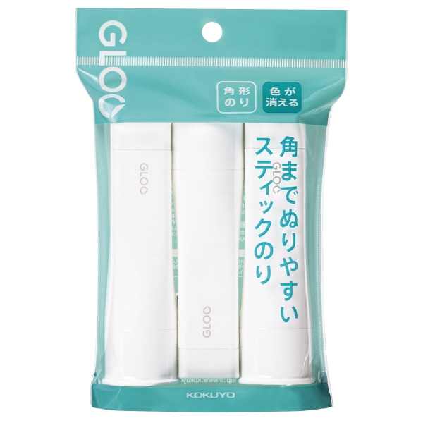 タ-G312-3P コクヨ GLOOスティックのり（色が消える）Mサイズ 吊り下げ3個パック 貼るって、こんなに変われる。カドまで塗れること。スティックのりにして欲しかったこと